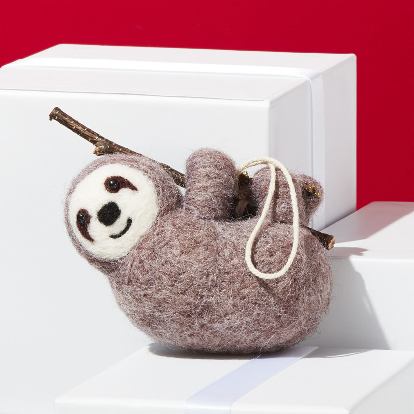 Boiled Wool Hanging Sloth Ornament